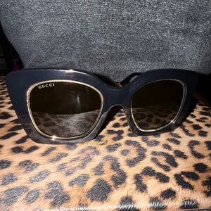 Gucci Black and Gold Sunglasses